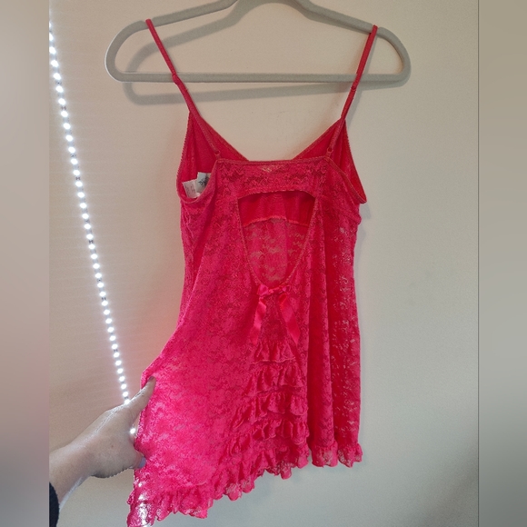 Y2K Pink Lace Babydoll Ruffled Slip Dress - Medium - Picture 7 of 9